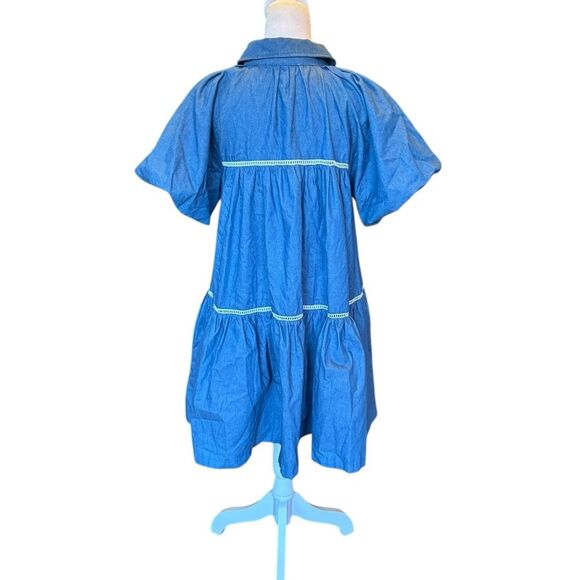 En Saison Anthropologie Tara Puff Sleeve Babydoll Shirt Dress Women’s Large - Picture 4 of 12